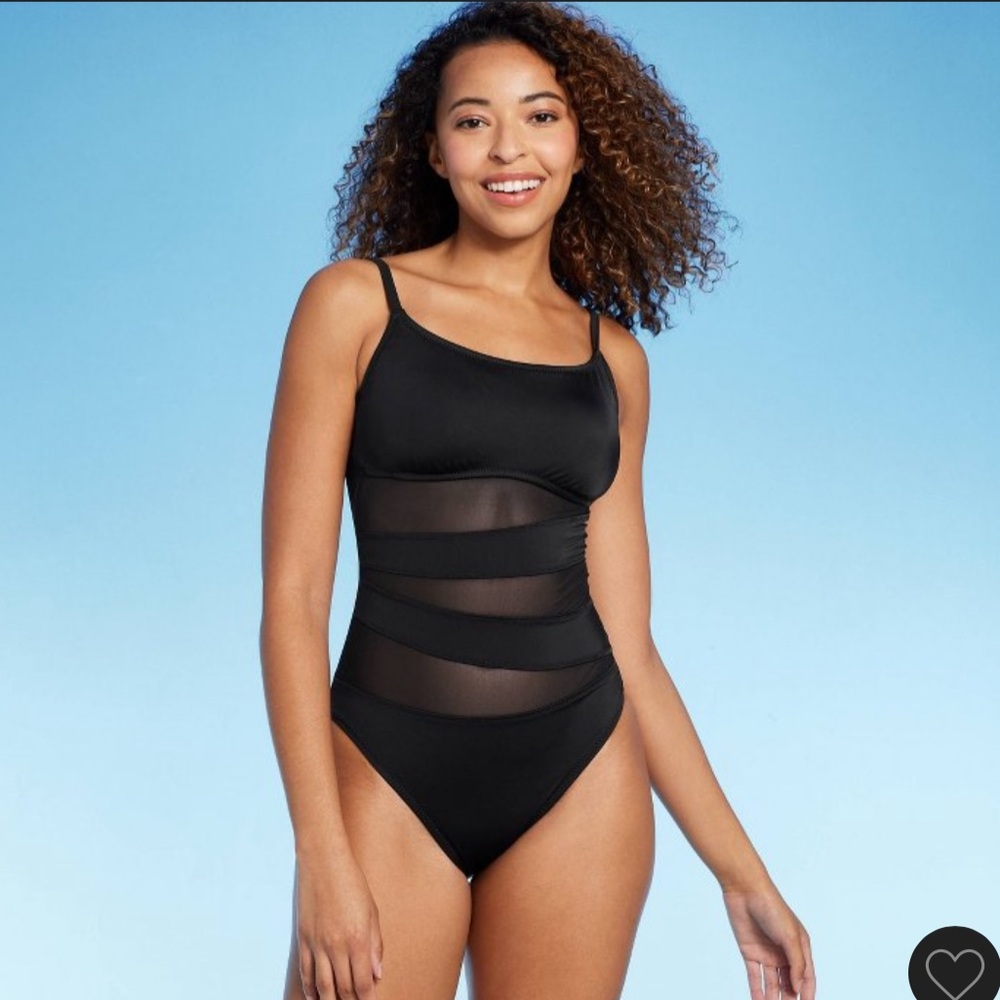 Women's Mesh Front One Piece Swimsuit - Shade & Shore™ Black M